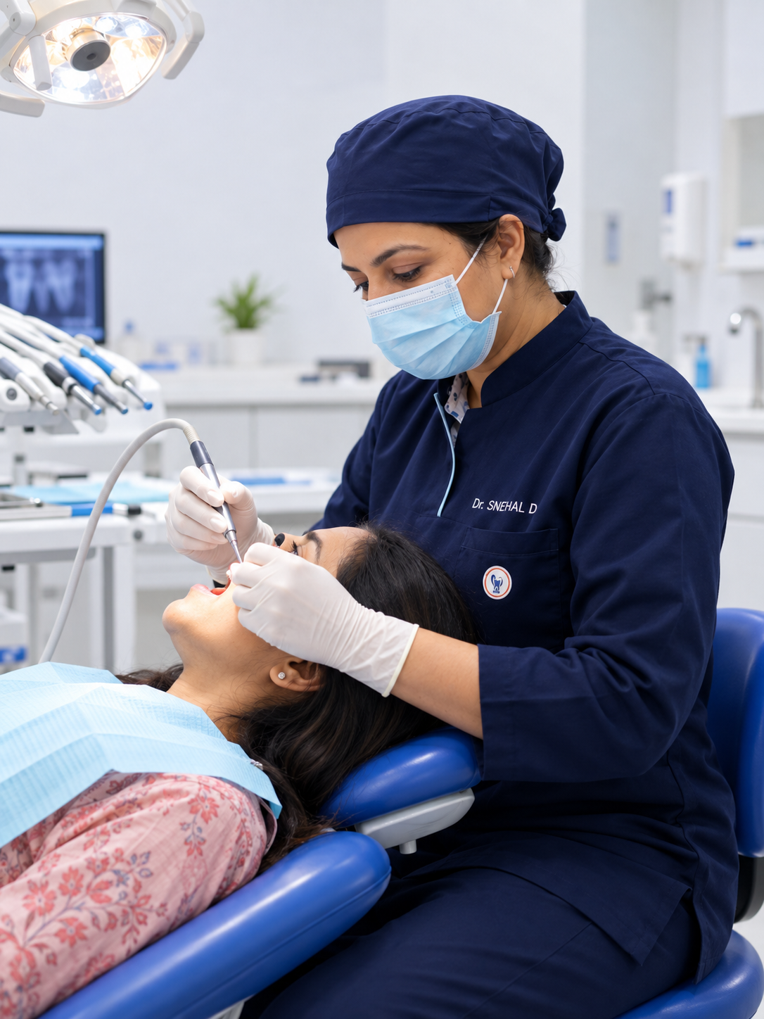 Dentist caring for a patient